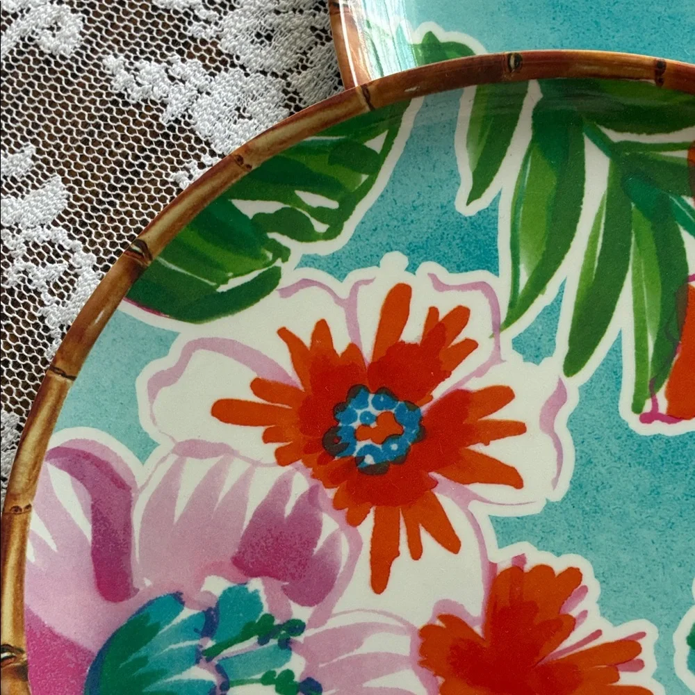 Sur La Table Hawaiian Hibiscus Melamine Oval Platter Set